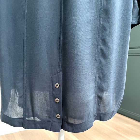 New Navy Matty Willow Clay Button Down Long Roll-up Sleeve Dress - Picture 8 of 12